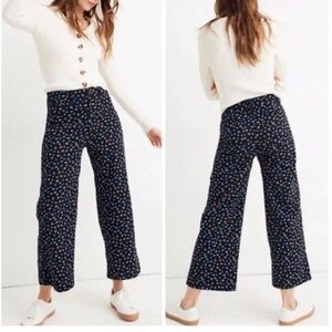 Madewell Emmett Wide Leg Crop 26 Black Floral